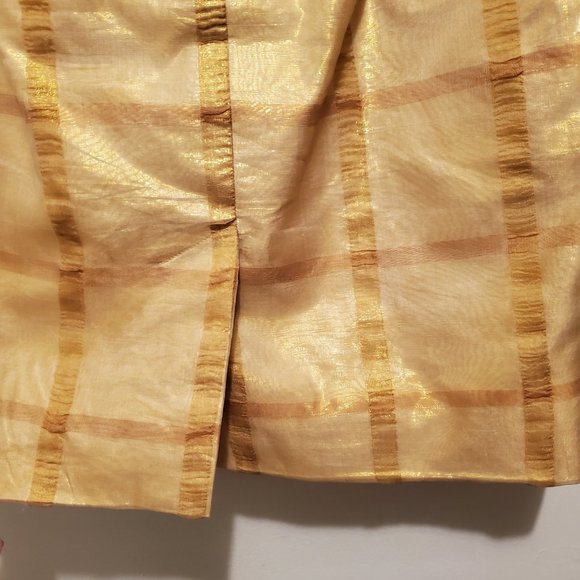 Antonio Garcia Couture Gold Skirt Set with Brown Faux Ostrich Skin Trim Size 4 - Picture 10 of 12